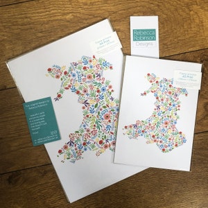 IMPRESIÓN FLORAL DE GALES: impresión física sin marco en formato A5, A4 y A3, mapa de Gales, Cymru, Map o Gymru, multicolor, mapa ecológico galés, impresión sostenible