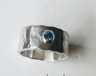 Solid silver ring “Blue zirconia”