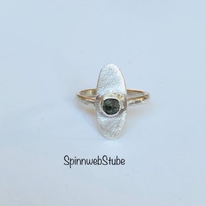 Silver ring "With raw tourmaline green", handmade