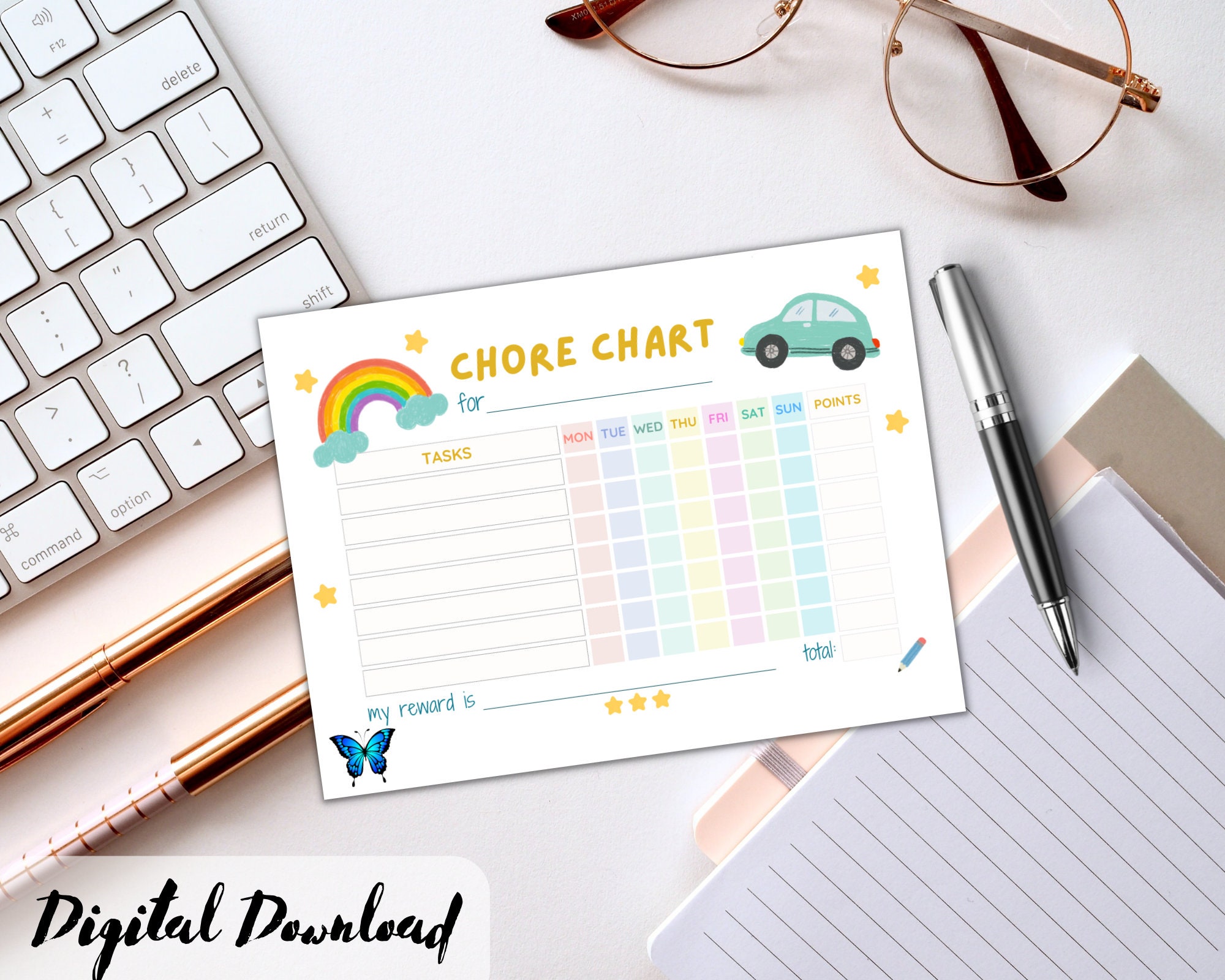 Chore Chart for Kids Printable Weekly Chore Chart for Children, Kids ...