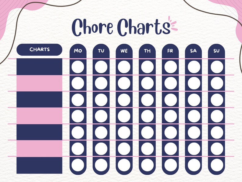 Chore Chart for Kids Printable, Weekly Chore Chart for Children, Kids Chore Chart, Editable