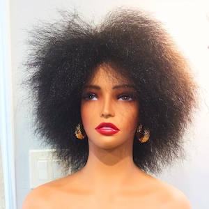 Ready to ship  Black Human hair  Fluffy Afro Wig - Bold, Fun & Fabulous!