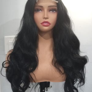 Ready to ship long Lace front wavy human hair blend wing