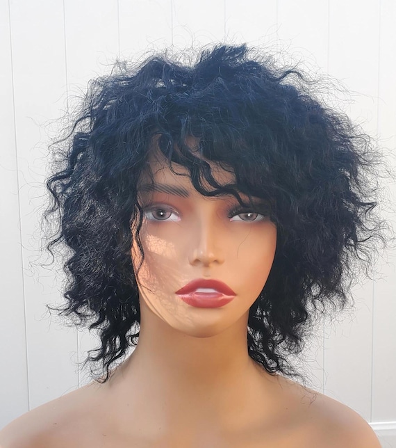 Black Afro Synthetic Wig Short Black Afro Kinky Curly Wigs Synthetic Full Wig With  main image 2