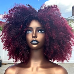 Ready to ship fabulous  Afro Spiral Curly Wig with bangs – Voluminous Textured Hair for Bold Style