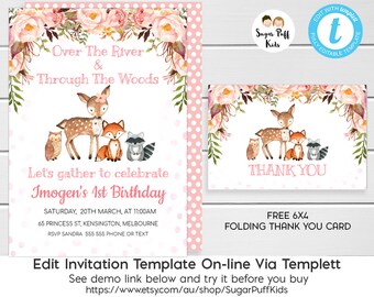 woodland birthday invitation woodland