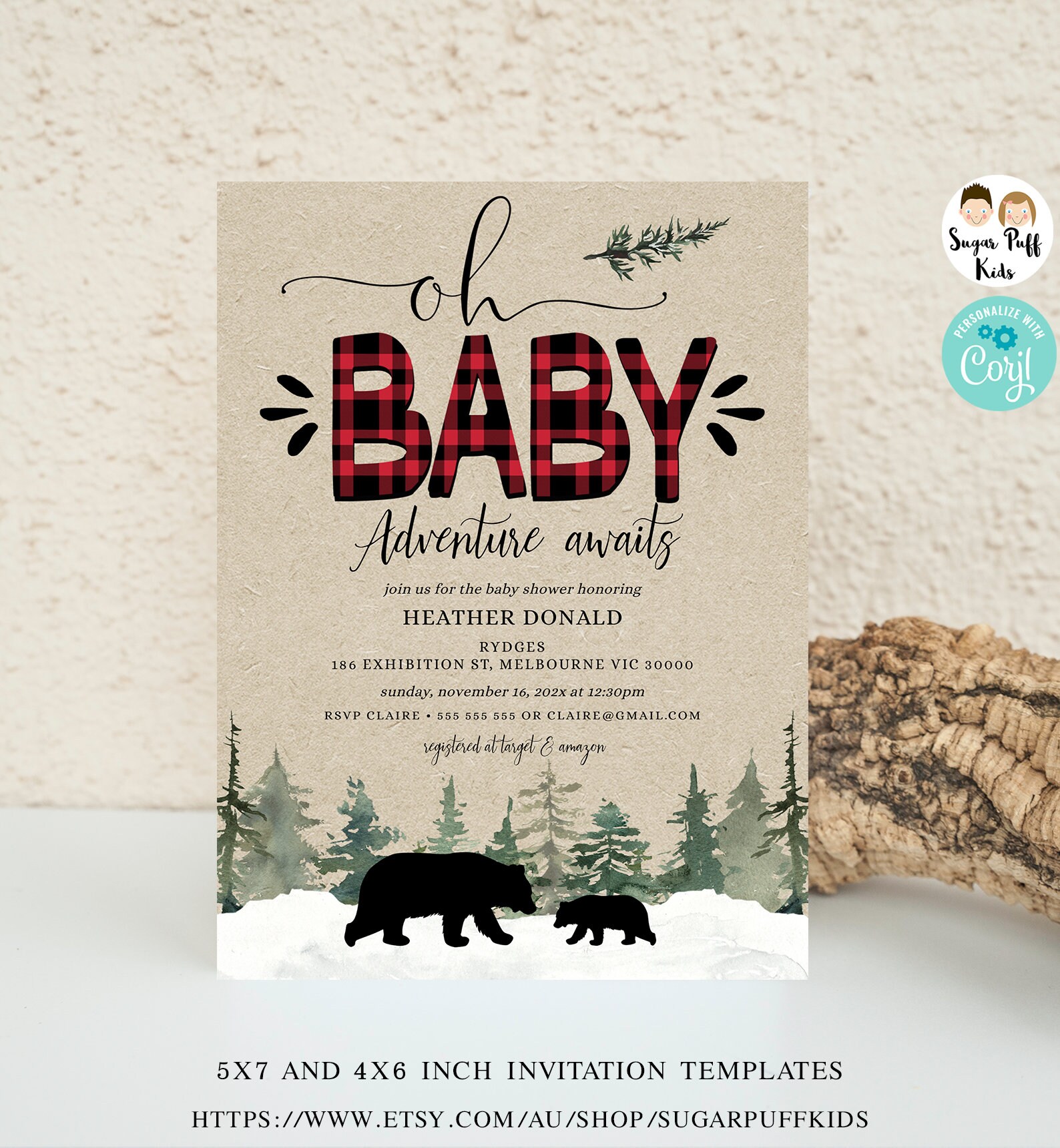 Printable Lumberjack Adventure Awaits Wilderness Baby Shower - Etsy