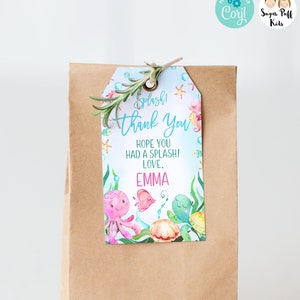 Editable Sea creatures Birthday Favor Tag, Printable Under the Sea Birthday Party Tag, Instant Download Sea Critters Birthday Party Tag,