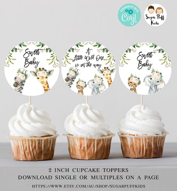 24 Wild Zoo Animals Cupcake Toppers – Baby Shower Or Kids Birthday Party Supplies