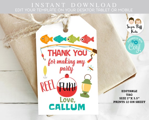 Editbale fishing themed favor tag, Printable Ofishal Birthday Tag ...