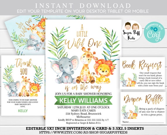 wild one baby shower invitations