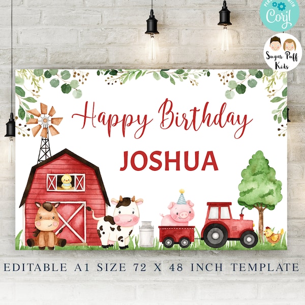 Farm Birthday Banner - Etsy