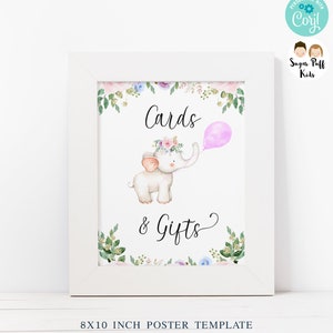 Printable Girls Elephant Pink Balloon Baby Shower Welcome Sign ...