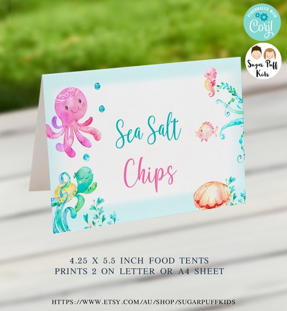 Under the sea food tent, Sea creatures birthday party food tent, Octopus food tents, Under the sea party decor food tents, sea turtle, US1 Il_570xn