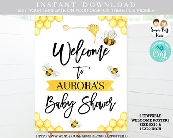 Bee baby shower welcome sign, Mommy-to-be baby shower welcome sign, Bee themed welcome sign, Bumble bee baby shower welcome sign, Bee  BS10