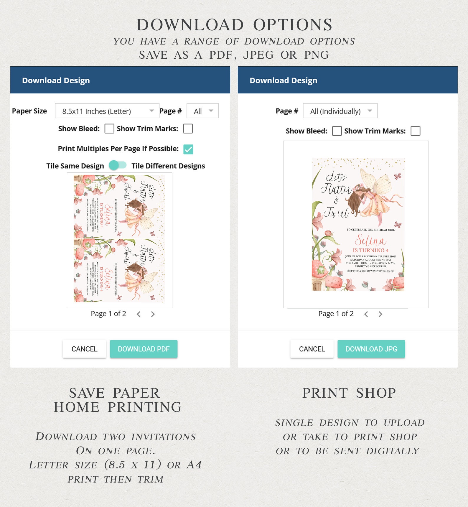 Printable Let's Flutter and Twirl Fairy Birthday Party | Etsy