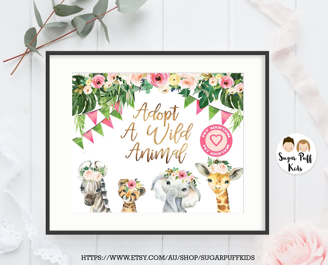 Instant adopt a wild animal sign and certificate Girls adopt | Etsy