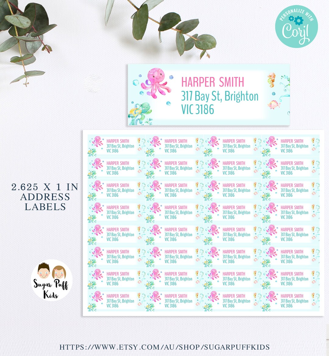 Editable Under the Sea Address Label Instant Download Sea - Etsy