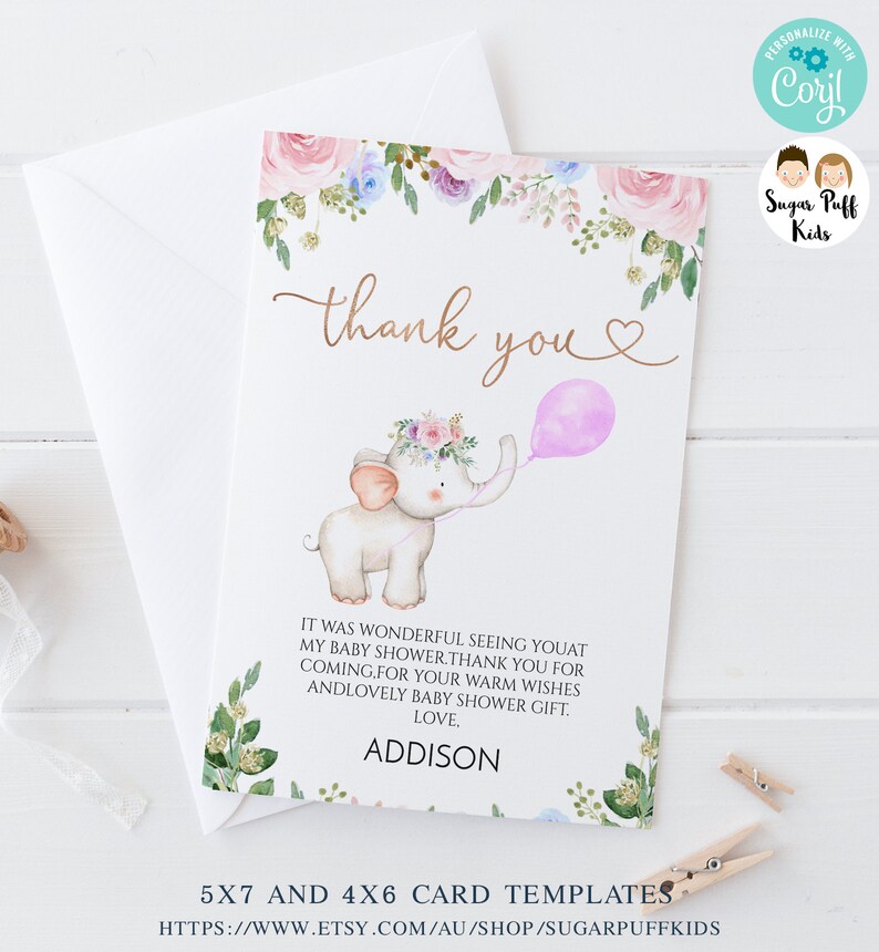 Printable Girls Elephant Pink Balloon Baby Shower Welcome - Etsy