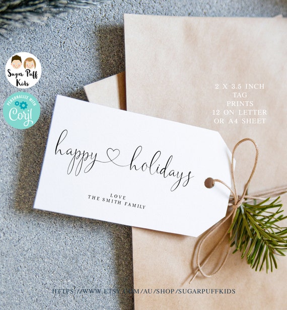 Christmas Happy Holiday Favor Tags Instant Editable Printable Simple Christmas Favor Tag Editable Minimalism Christmas tag, Xmas tag Il_570xn