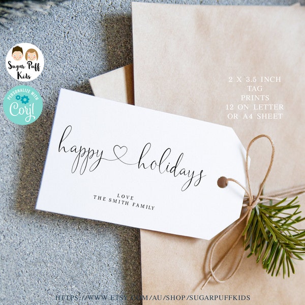 Christmas Happy Holiday Favor Tags Instant Editable Printable Simple Christmas Favor Tag Editable Minimalism Christmas tag, Xmas tag