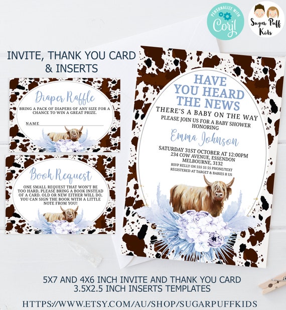 Printable Highland Cow Baby Baby Shower Invite (Download Now) 