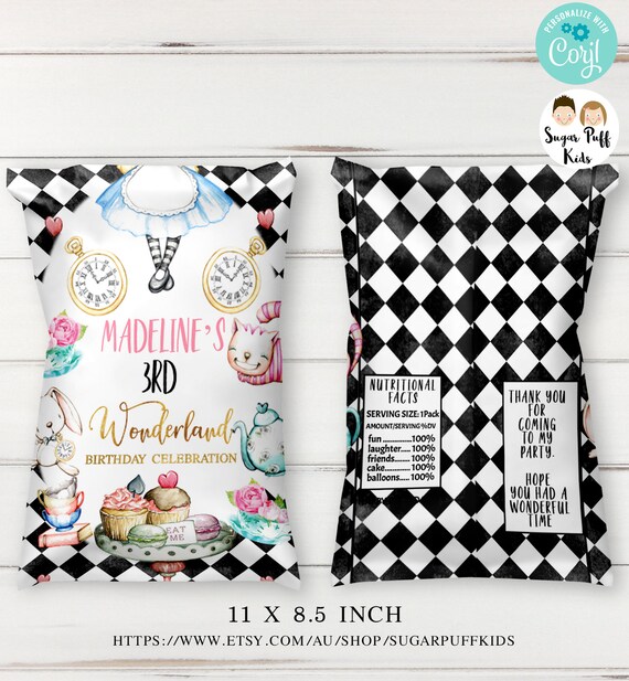 Printable Alice in Wonderland Invite, Editable Black Instant