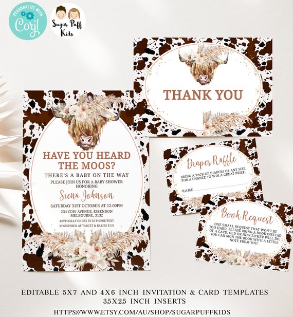 Printable Highland Cow Baby Baby Shower Invite (Download Now) 