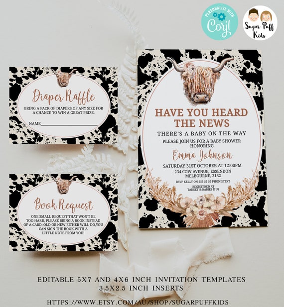 Printable Highland Cow Baby Baby Shower Invite (Download Now) 