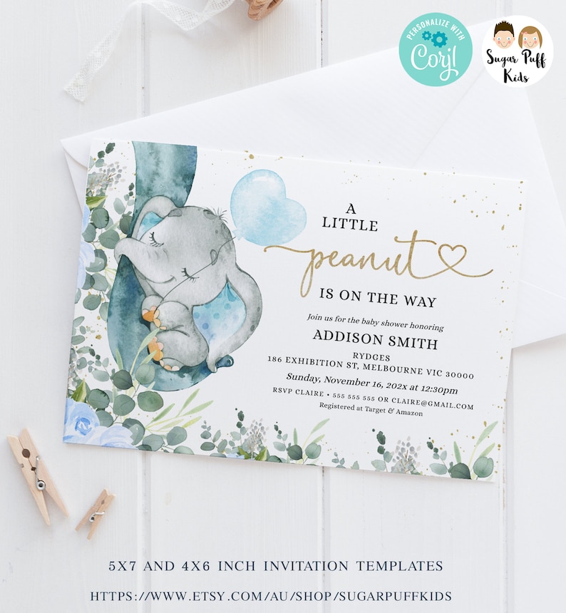 Printable A Little Peanut Baby Shower Invitation Editable - Etsy
