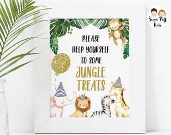 Editable safari birthday sign, Printable 8x10 Jungle birthday party decor sign, Instant download safari animals party sign, Jungle treats,