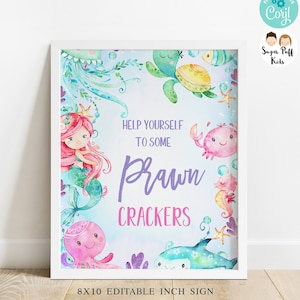 Printable Mermaid Under the Sea Party Sign, Instant Download Sea Creatures Table Top Sign, Mermeaid Party Decor, Printable Mermaid Sign,