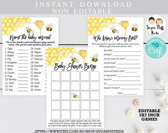 Mommy to bee baby shower games, Bee Baby Shower Games Printable, Editable Bee baby shower games, Bee themed Baby Shower Games, Bee themed