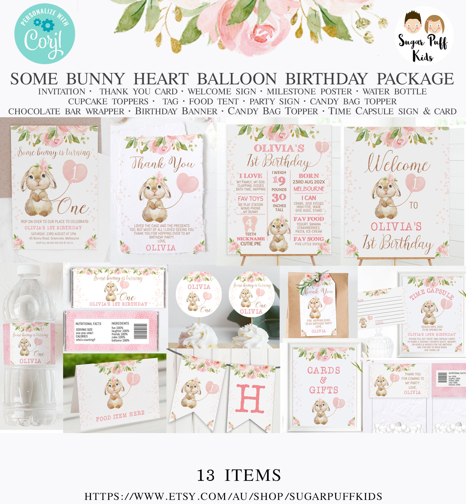 Editable Bunny Birthday Party Printables Instant Download - Etsy