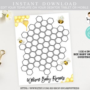 Bee baby shower Guestbook, Mommy-to-be baby shower Guestbook, Bee themed Guestbook, Bumble bee baby shower guestbook, Bee  BS10