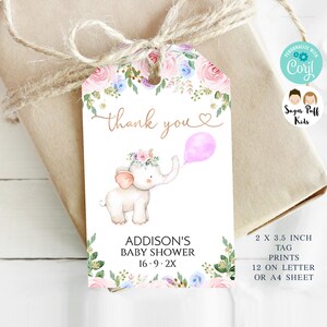Printable Girls Elephant Pink Balloon Baby Shower Welcome Sign ...
