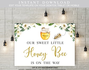 Unsere süße Honigbienen-Babyparty-Hintergrund, Honigbienen-Babyparty-Hintergrund, nicht bearbeitbare Honigbienen-Babyparty-Hintergrund, Bee-Dusche-Hintergrund
