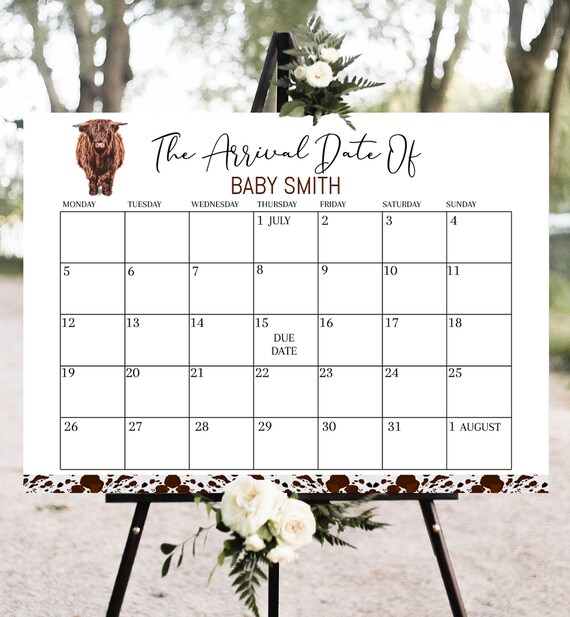 editable-guess-the-due-date-highland-cow-baby-shower-calendar