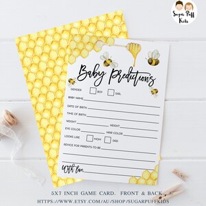 Instant download afdrukbare bijen baby shower baby voorspellingskaarten, Bee baby voorspellingskaarten, afdrukbare hommel baby voorspellingskaarten BS10