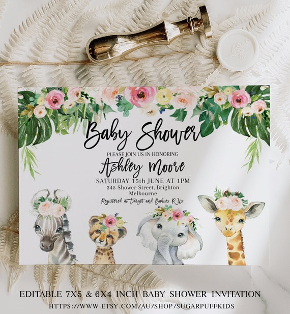 Etsy safari hotsell baby shower invitations