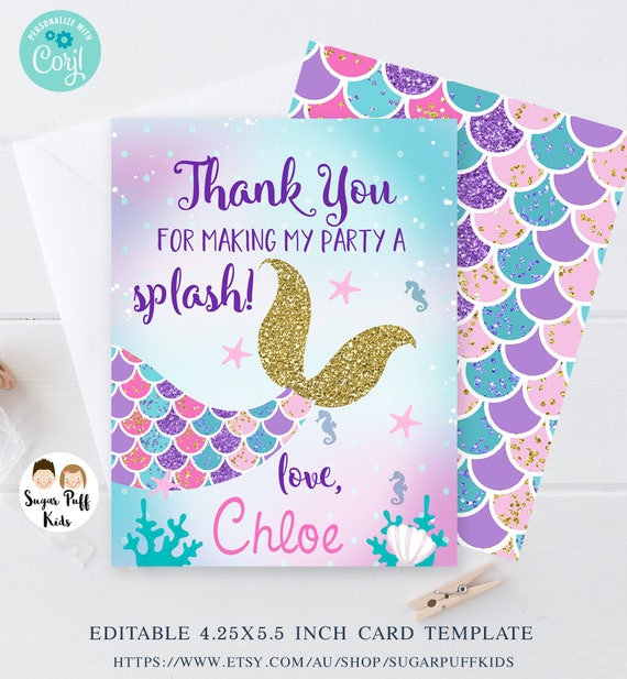 Mermaid Tail Favor Tags Instant, Editable Mermaid Favor Tag, Pink