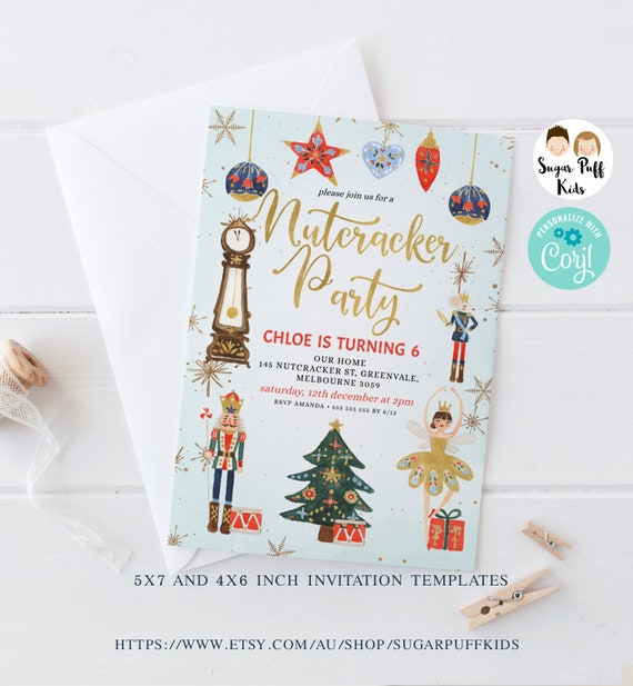 Editable Template Nutcracker Party Birthday Invitation Instant Girls Ballet Christmas Birthday Invite Sugar Plum Fairy Printable Template Il_570xn