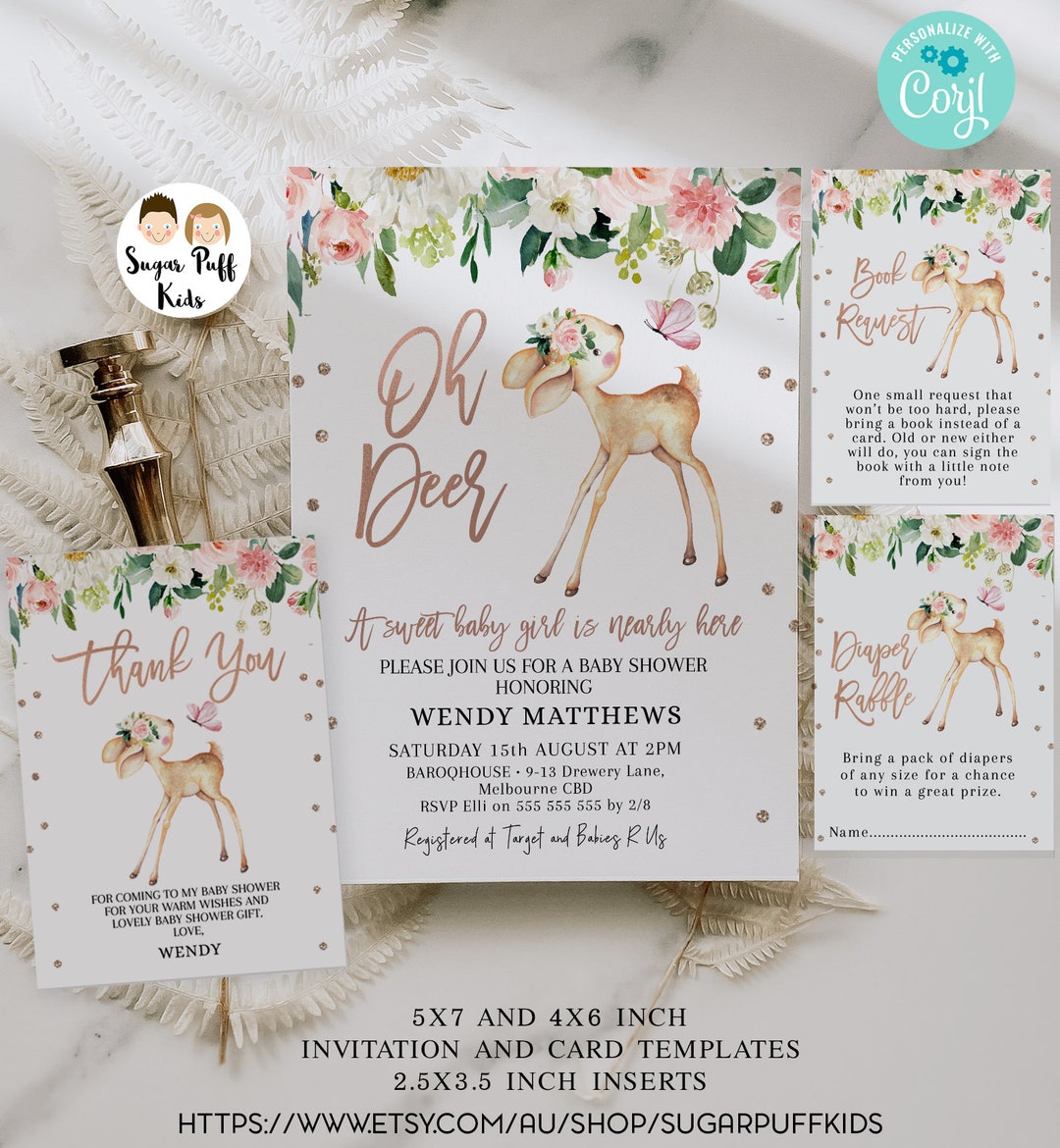 Printable Baby Deer Baby Shower Invitation Instant Download - Etsy