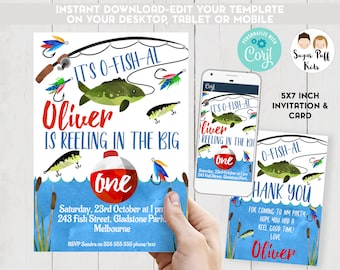 It's the Big One First Birthday Party Invitation,The Big One Birthday Invitations,The big one fishing birthday invitation,Big one invitation