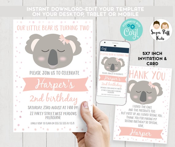 Modèle Invitation de Fête D'anniversaire de Koala
