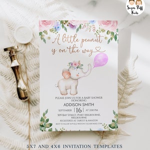Printable Girls Elephant Pink Balloon Baby Shower Welcome Sign ...