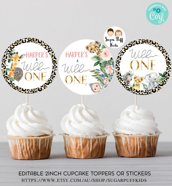 Printable Safari Animals Birthday Cupcake Topper, Safari Themed Wild ... image.