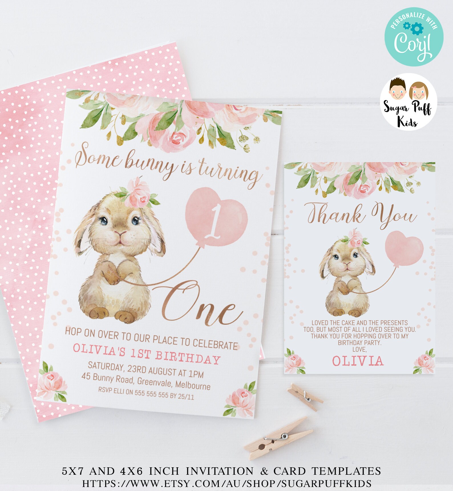 Editable Bunny Birthday Party Printables Instant Download | Etsy