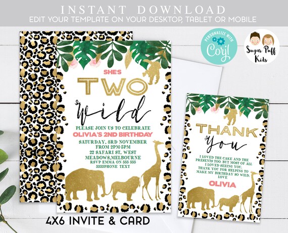 Two wild invitation 4x6, Instant download Two Wild Invitations 4x6 ...