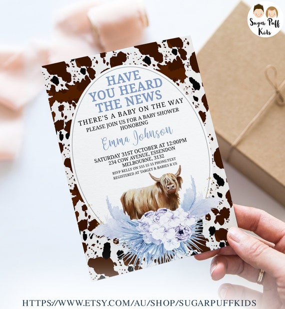 Printable Highland Cow Baby Baby Shower Invite (Download Now) 